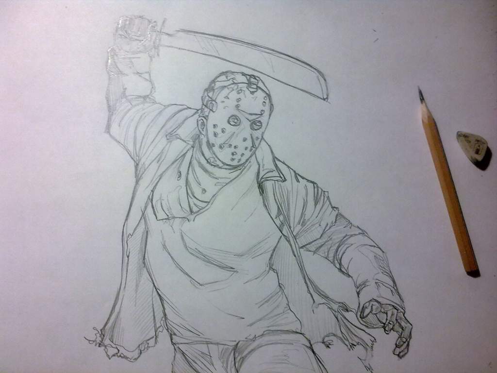 1024x768 Jason Voorhees Drawing Horror Amino - Jason Drawing