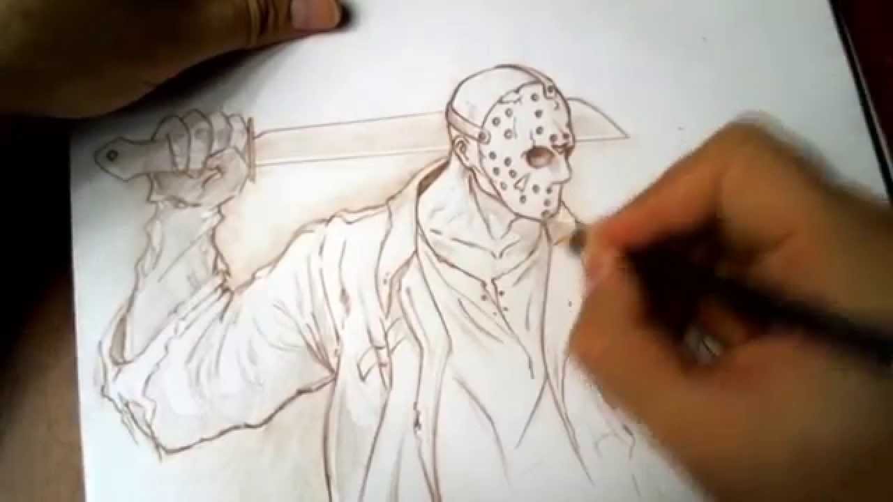 1280x720 Jason Voorhees Drawing Hd - Jason Drawing