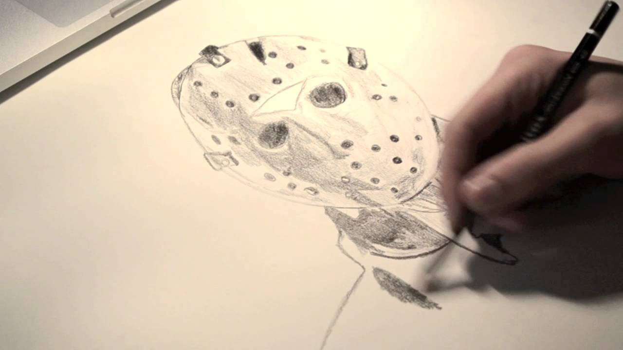 1280x720 Speed Drawing Jason Voorhees - Jason Mask Drawing