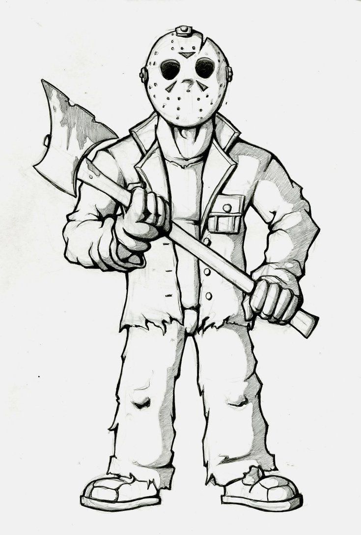 735x1088 jason voorhees - Jason Voorhees Cartoon Drawing