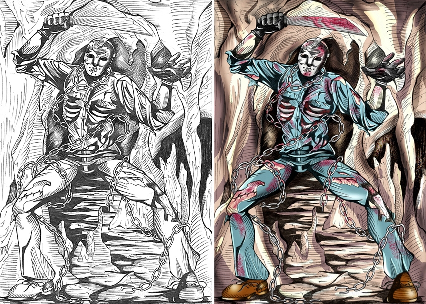 851x608 rapid draw of jason voorhees in prashant kmr's my artworks comic - Jason Voorhees Cartoon Drawing