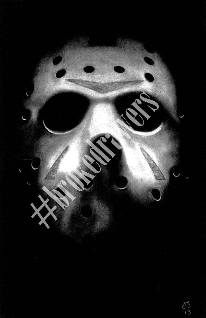 800x1236 friday the jason voorhees charcoal drawing print - Jason Voorhees Drawing