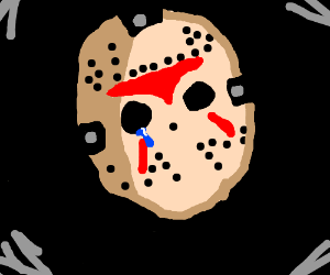 300x250 jason voorhees mask cries a single tear drawing - Jason Voorhees Mask Drawing