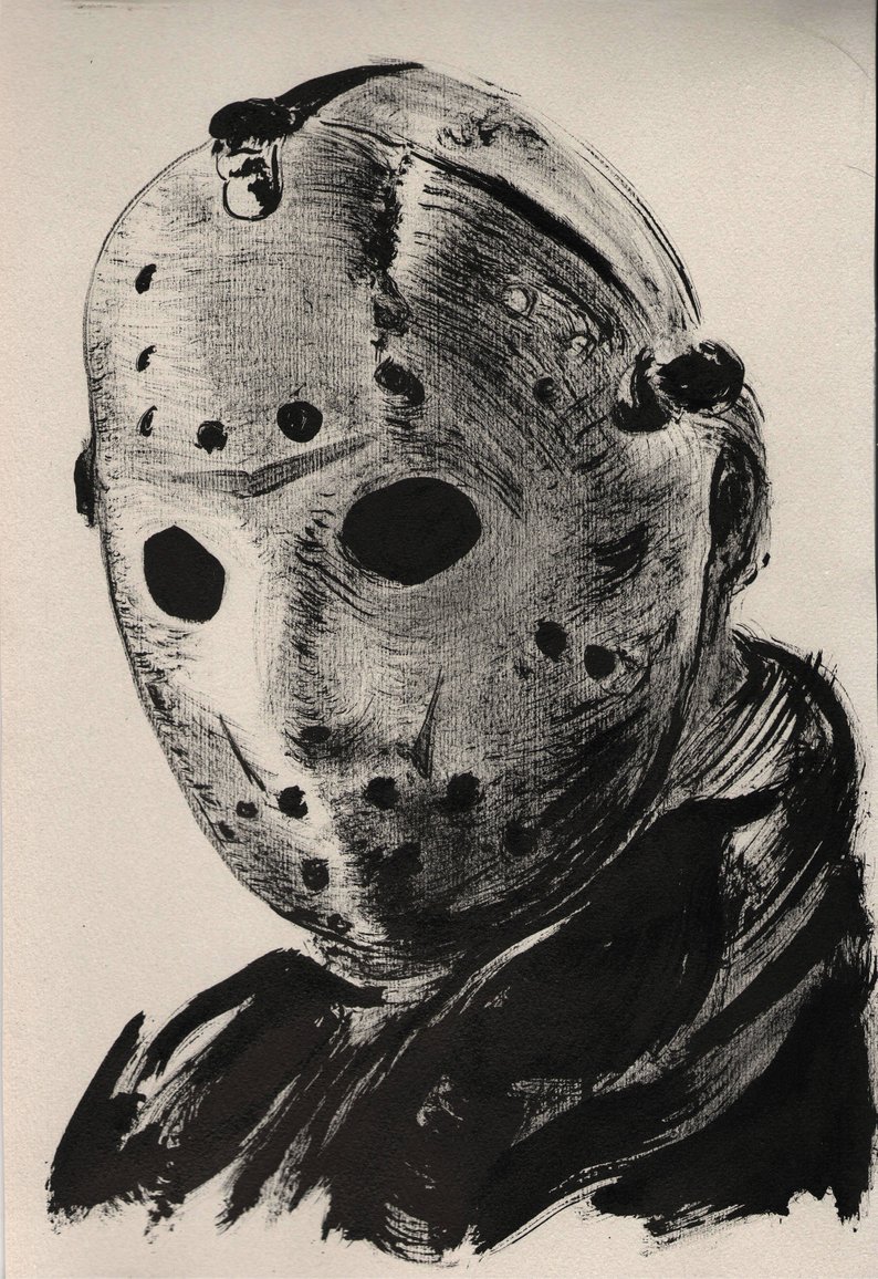 Jason Voorhees Mask Drawing at PaintingValley.com | Explore collection