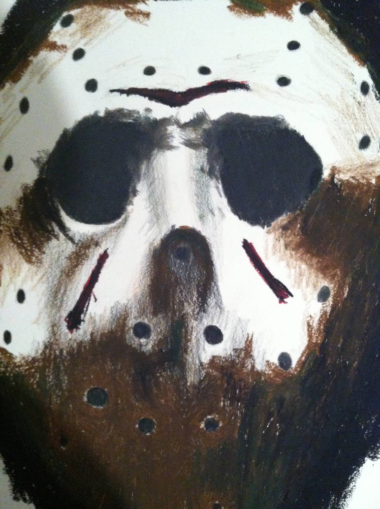 772x1034 pastel drawing jason voorhees mask - Jason Voorhees Mask Drawing