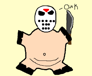 300x250 pig wearing a jason voorhees mask drawing - Jason Voorhees Mask Drawing