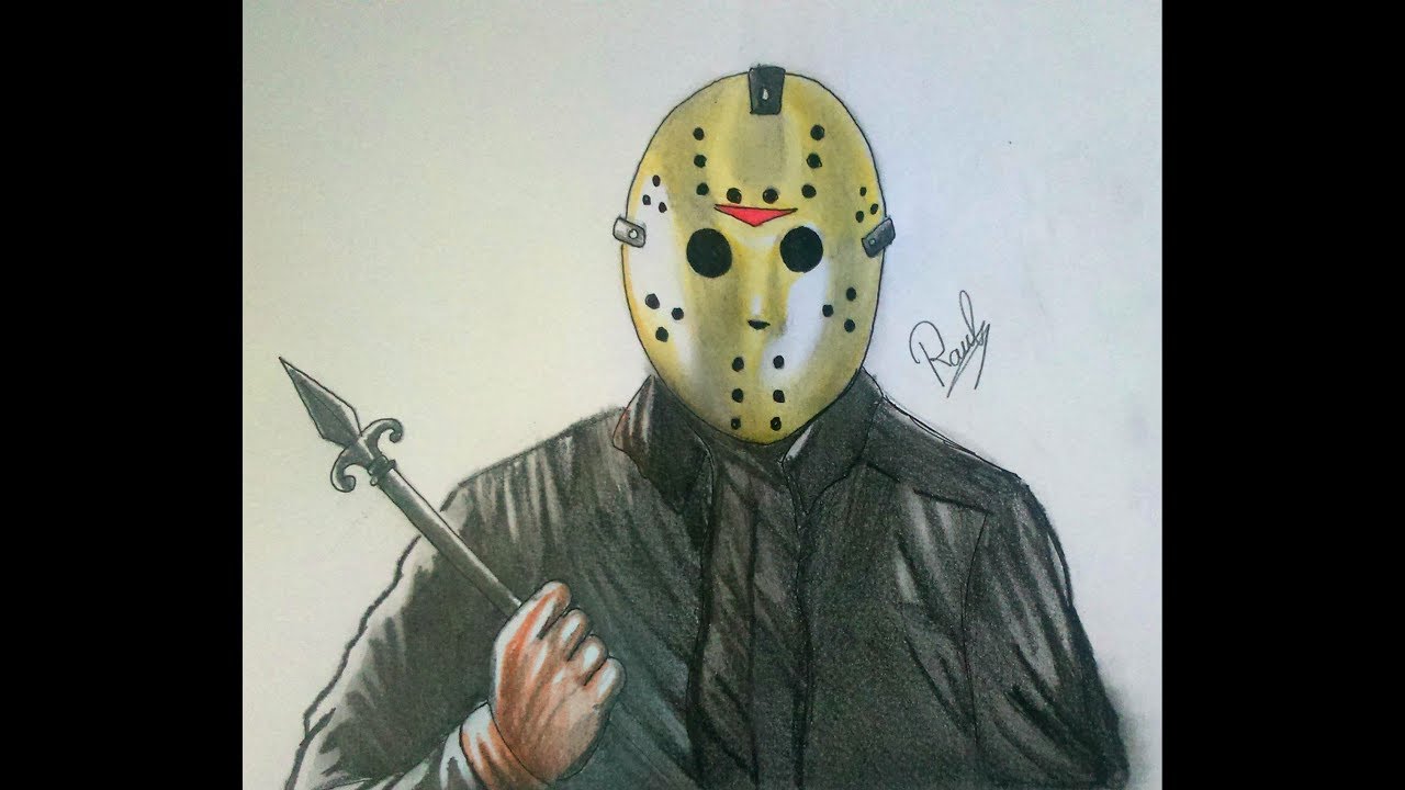 Jason Voorhees Mask Drawing at PaintingValley.com | Explore collection