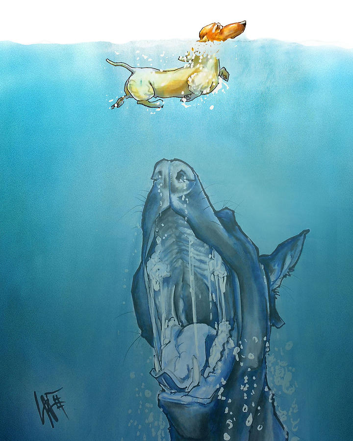 720x900 dog themed jaws caricature art print drawing - Jaws Drawing