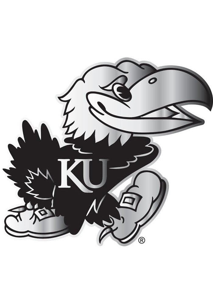 700x1000 Kansas Jayhawks Metallic Jayhawk Auto Decal - Jayhawk Drawing