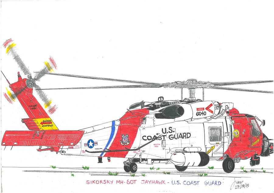 900x636 Sikorsky Hh Jayhawk Drawing - Jayhawk Drawing