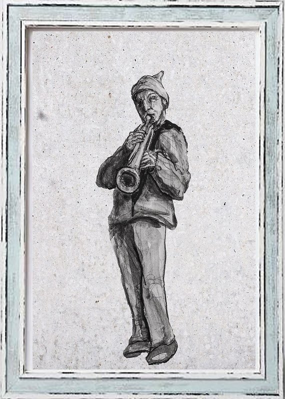 570x798 digital download jazz lover gift black and white drawing print etsy - Jazz Band Drawing