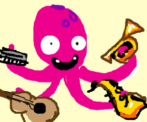 300x250 over excited octopus starts jazz band drawing - Jazz Band Drawing
