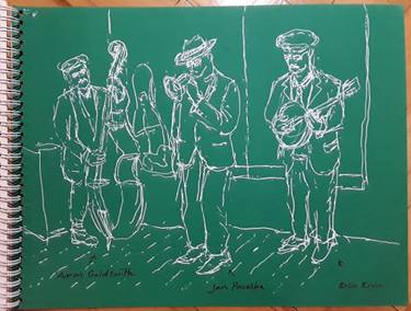375x284 uninvited jazz band drawing - Jazz Band Drawing