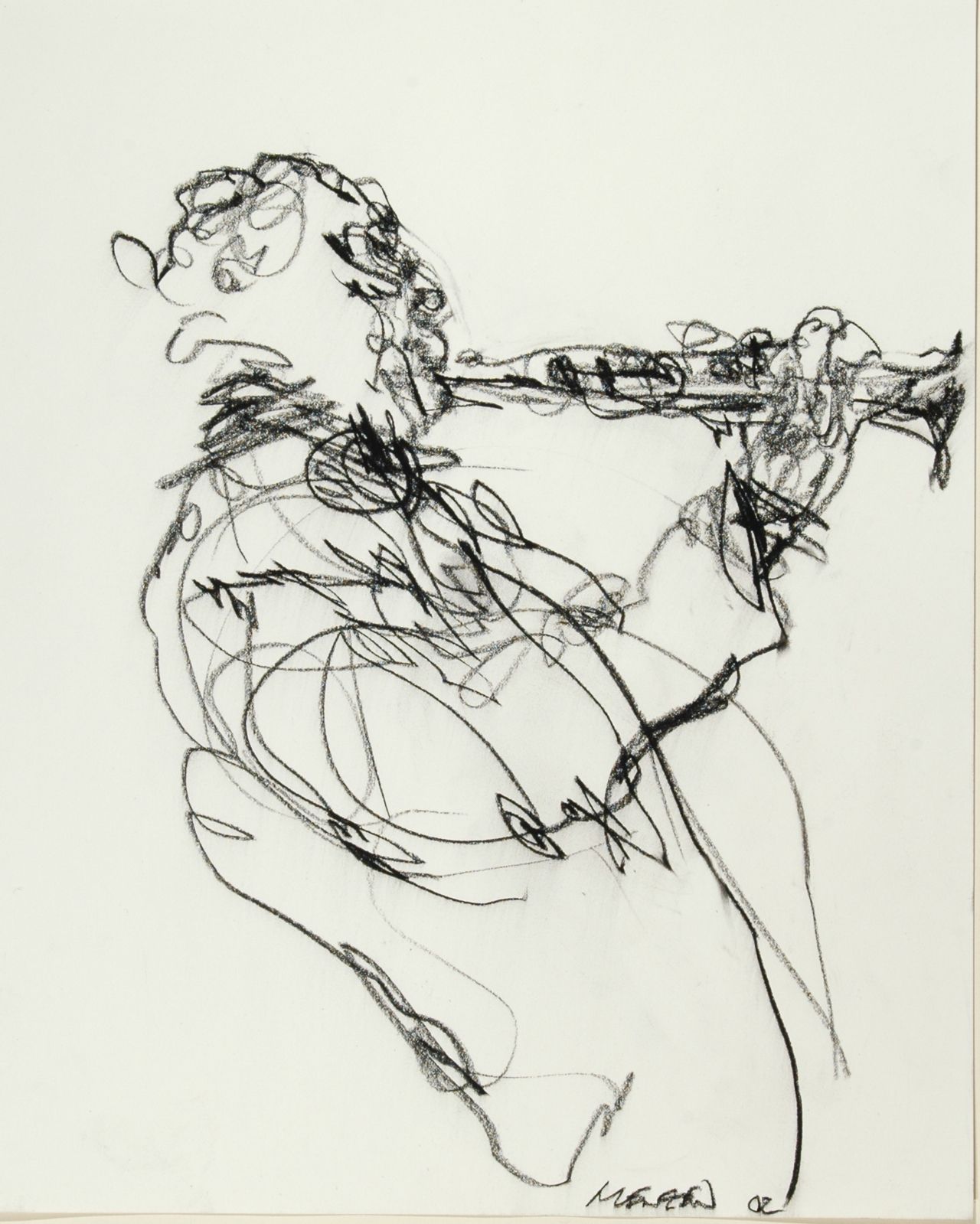 1280x1599 clarinet jazz musician in the subway, nyc - Jazz Drawing