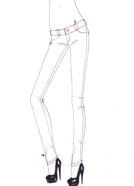 450x624 how to draw jeans i draw fashion - Jeans Drawing