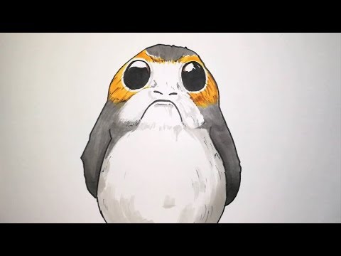 480x360 How To Draw Porg From Star Wars The Last Jedi Step - Jedi Drawing