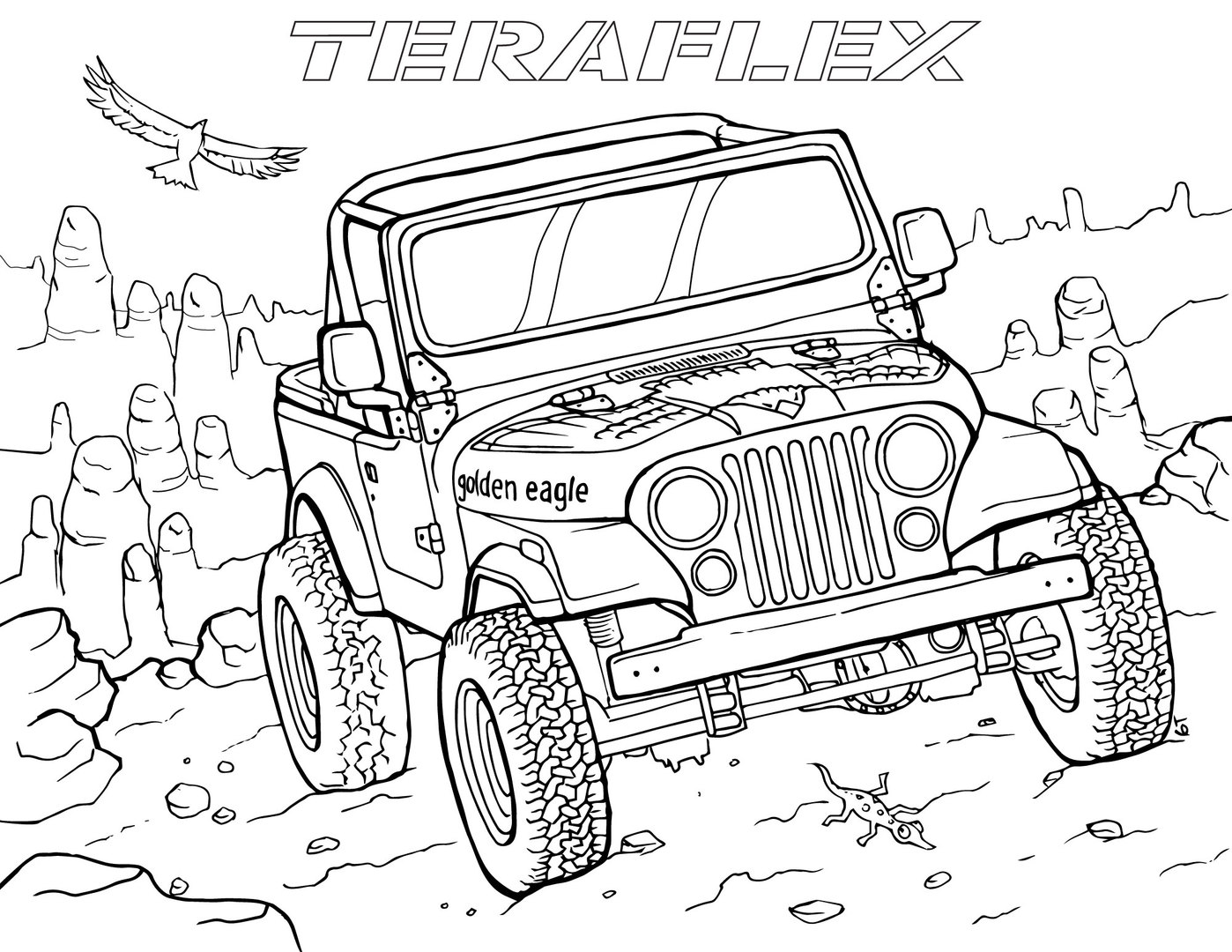1398x1080 gallery 'teraflex jeep coloring pages' - Jeep Drawing