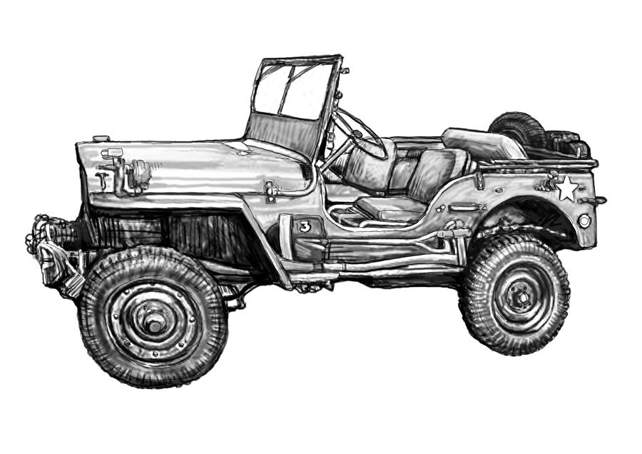 900x636 classic jeep in world drawing art poster painting - Jeep Drawing
