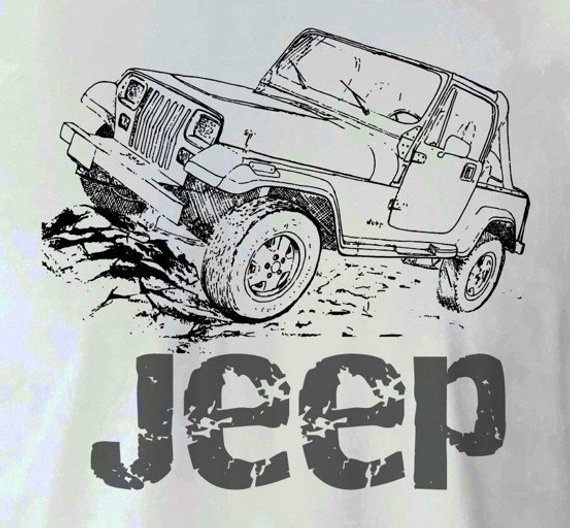 570x528 Items Similar To Jeep Wrangler Drawing T Shirt S,m,l,xl On Etsy - Jeep Wrangler Drawing