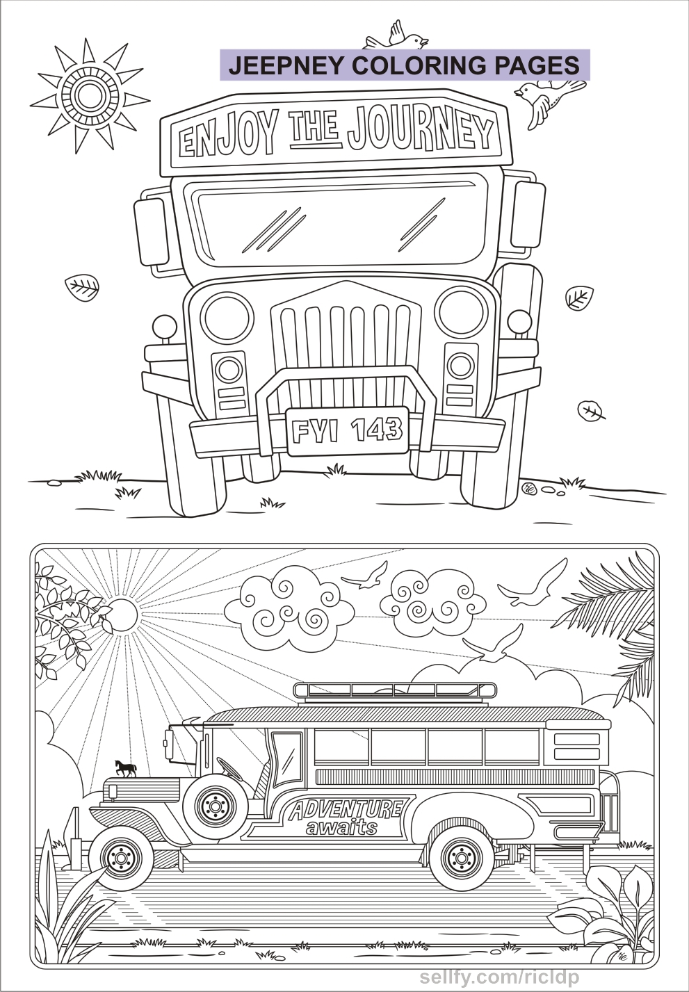 991x1427 Philippine Jeepney Coloring Pages Set - Jeepney Drawing