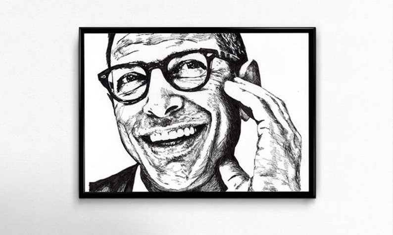 794x476 Jeff Goldblum Portrait Drawing Etsy - Jeff Drawing