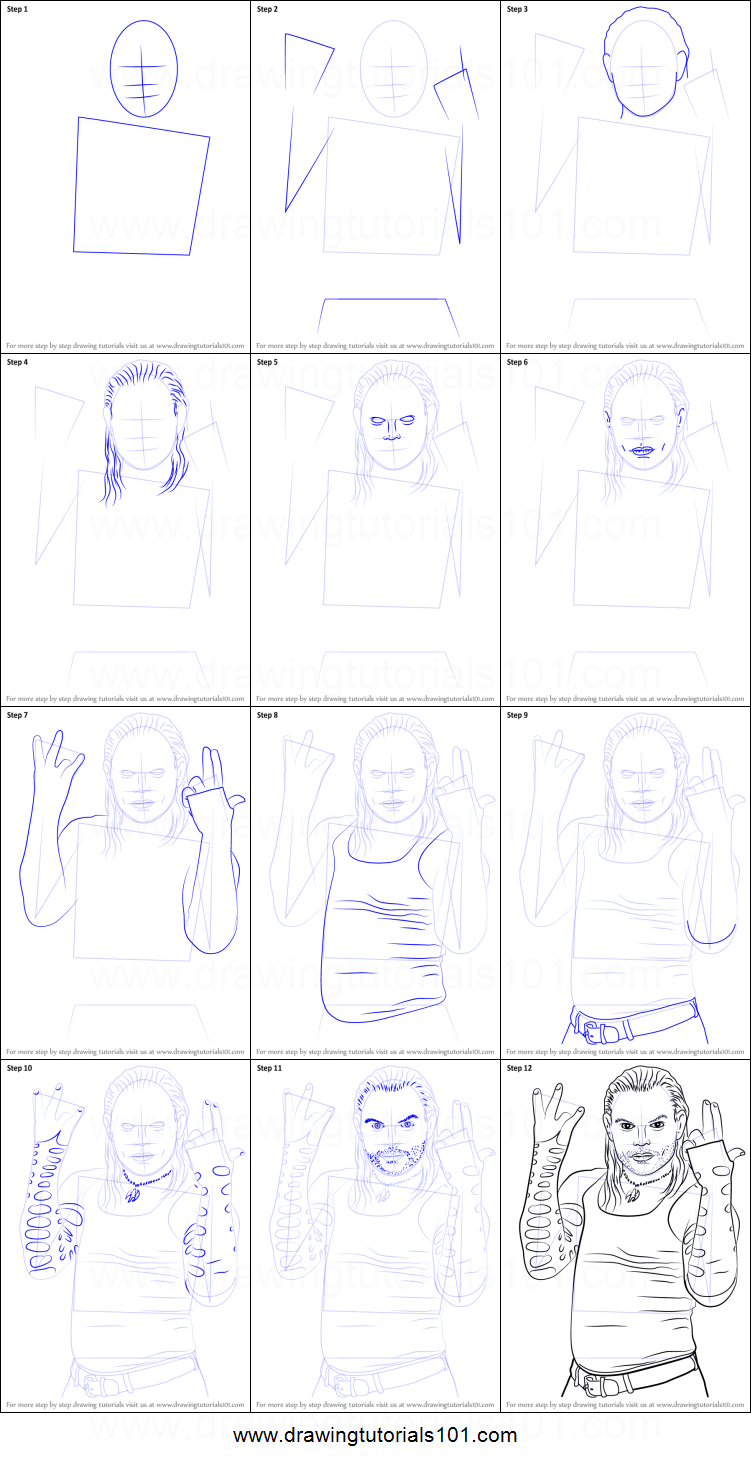751x1463 How To Draw Jeff Hardy Printable Step - Jeff Hardy Drawing
