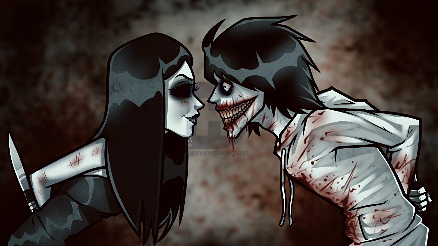 1456x818 how to draw jeff and jane the killer, step - Jeff The Killer Drawing