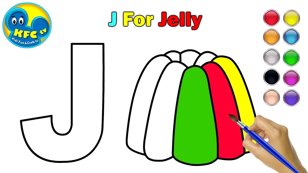 1280x720 learn alphabets for kids alphabet j drawing and coloring j - Jelly Drawing