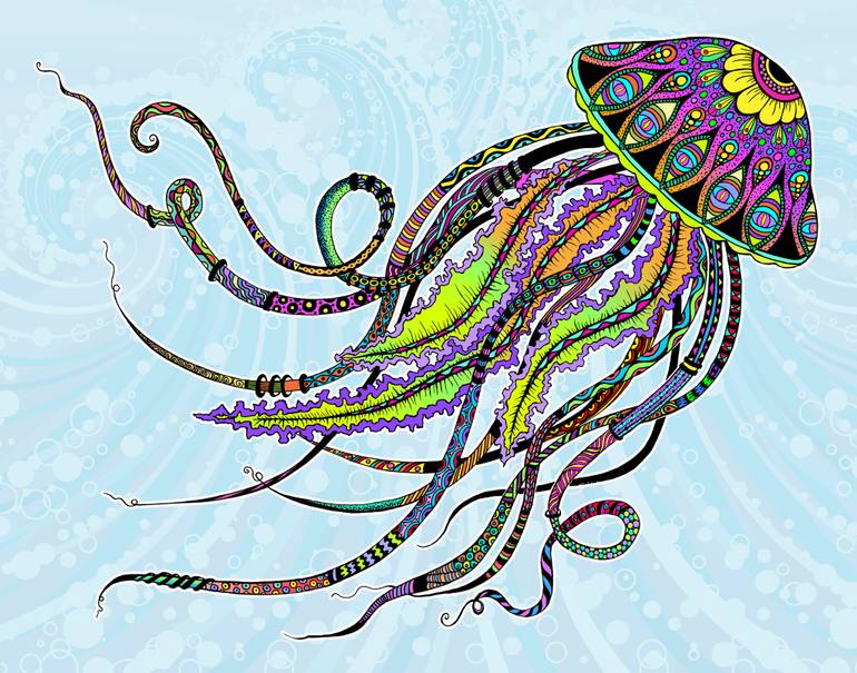 770x605 Electric Jellyfish Drawing - Jellyfish Drawing
