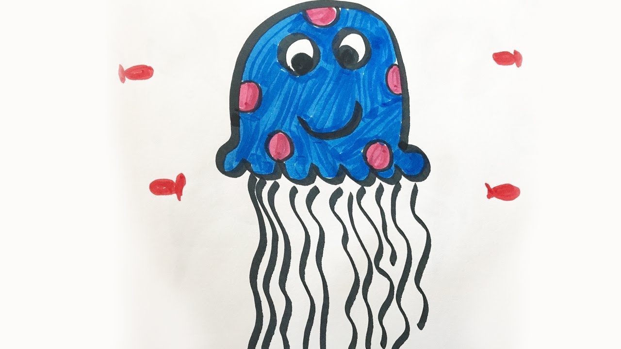 1280x720 How To Draw And Color A Jellyfish For Kids! - Jellyfish Drawing Color