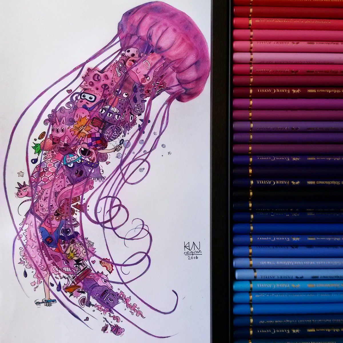 Jellyfish Drawing Color Pencil