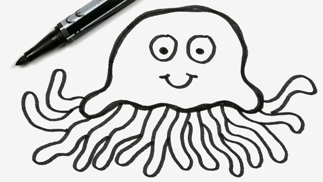 1280x720 Huge Collection Of 'jellyfish Drawing For Kids' Download More - Jellyfish Drawing For Kids