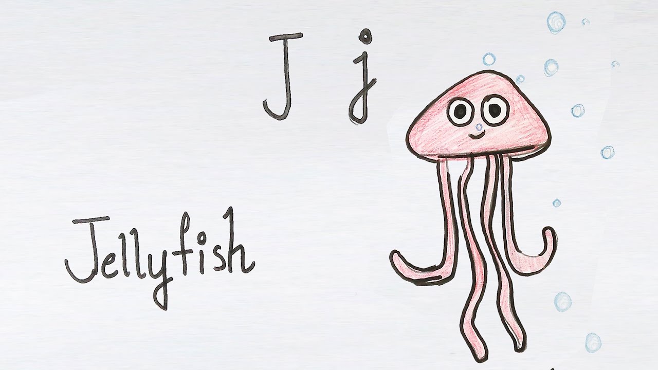 1280x720 j for jellyfish how to draw using alphabets fun with alphabets - Jellyfish Drawing For Kids