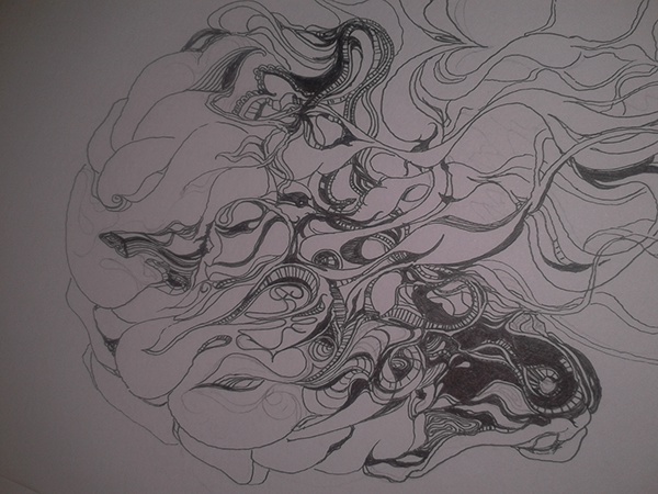 600x450 Extremely Intricate Jellyfish Line Drawing On Behance - Jellyfish Line Drawing