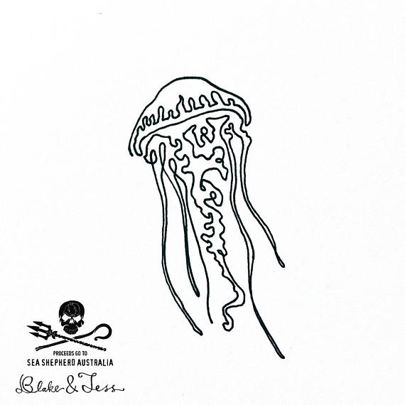 570x570 Line Drawing Jellyfish For Free Download - Jellyfish Line Drawing