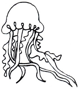 280x312 Jellyfish Clipart Line Drawing - Jellyfish Line Drawing