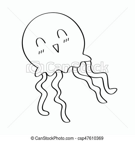 450x470 jellyfish line art vector cute jellyfish line art vector - Jellyfish Line Drawing
