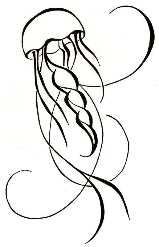 516x800 Simple Jellyfish Drawings - Jellyfish Line Drawing