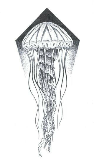 319x563 Waterproof Temporary Fake Tattoo Stickers Grey Jellyfish Geometric - Jellyfish Tattoo Drawing