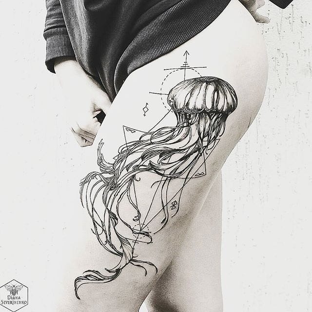 640x640 xavier blackwork jellyfish tattoo - Jellyfish Tattoo Drawing