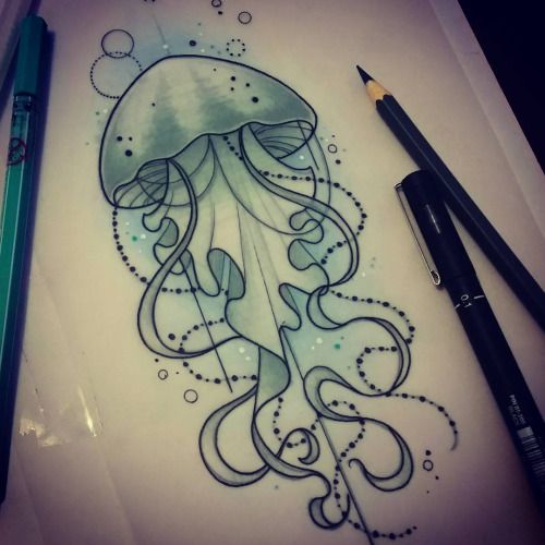 500x500 Jellyfish - Jellyfish Tattoo Drawing