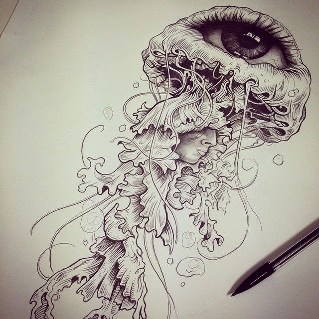 640x640 Jellyfish Tattoo Drawing - Jellyfish Tattoo Drawing