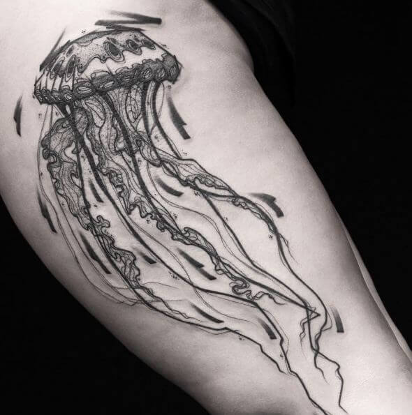 590x595 Simple Jellyfish Tattoos For Women - Jellyfish Tattoo Drawing