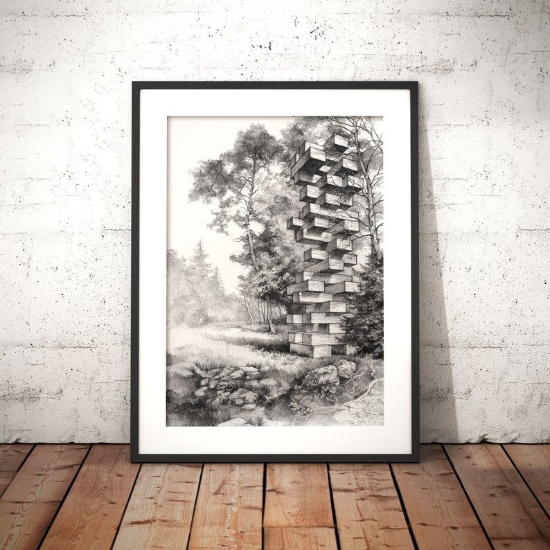 794x794 Jenga Tower Print - Jenga Drawing