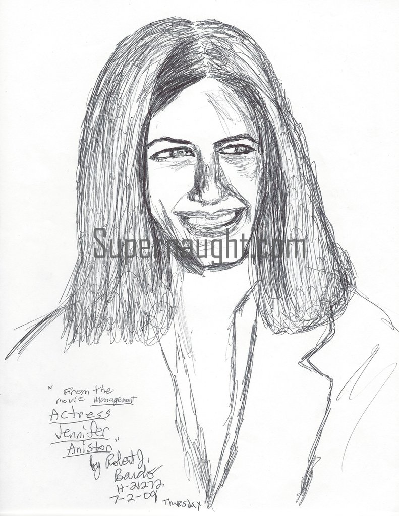 791x1024 robert bardo actress jennifer aniston drawing signed supernaught - Jennifer Aniston Drawing