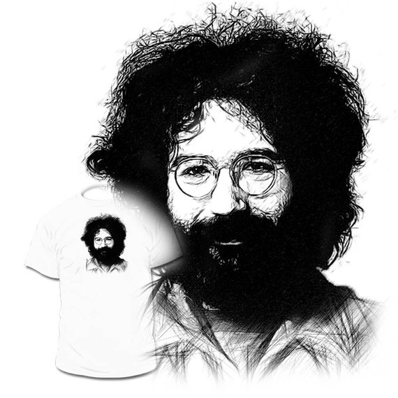 570x570 jerry garcia drawing t shirt grateful dead drawings are etsy - Jerry Garcia Drawing