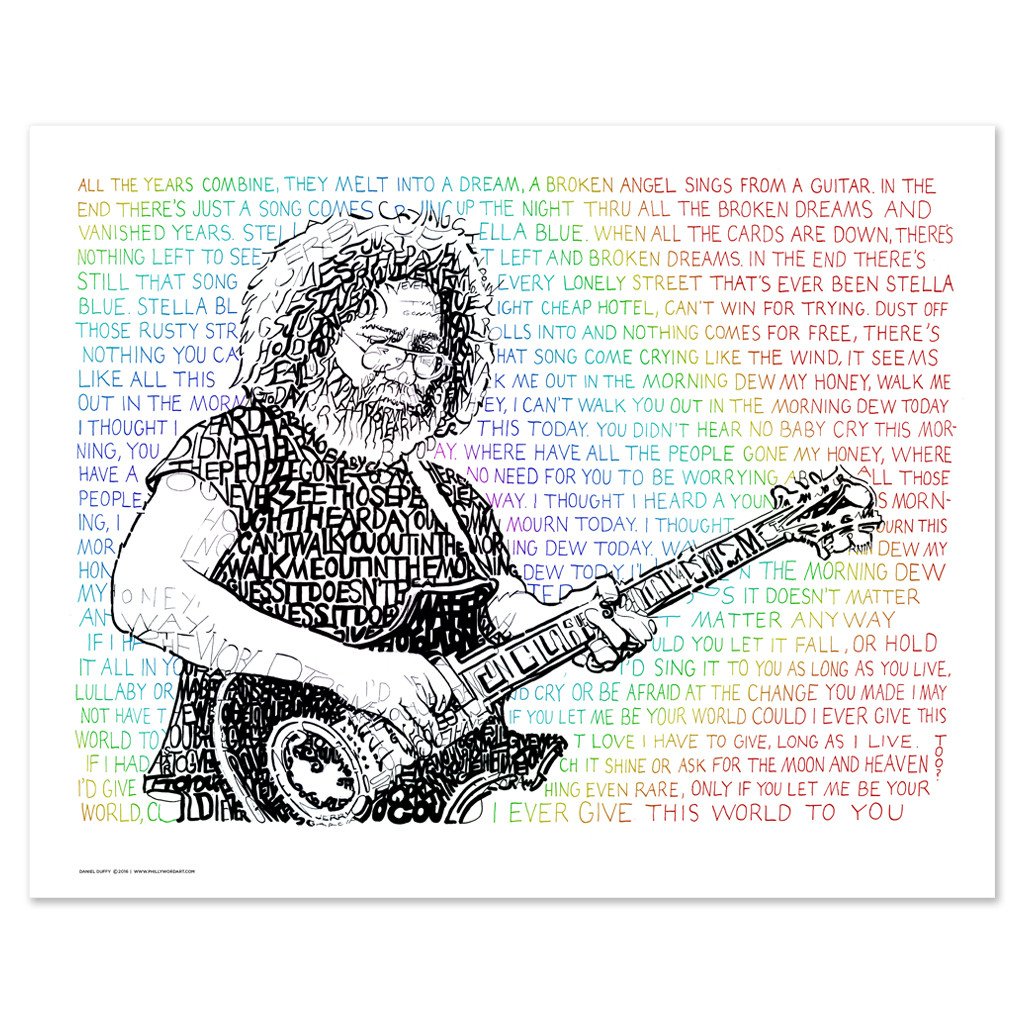 1024x1024 jerry garcia word art poster grateful dead gifts decor - Jerry Garcia Drawing