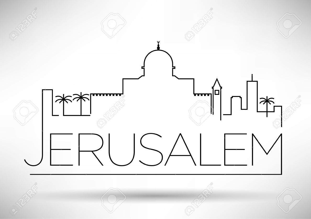 1300x919 Jerusalem City Line Silhouette Typographic Design Diy Home Ideas - Jerusalem Drawing