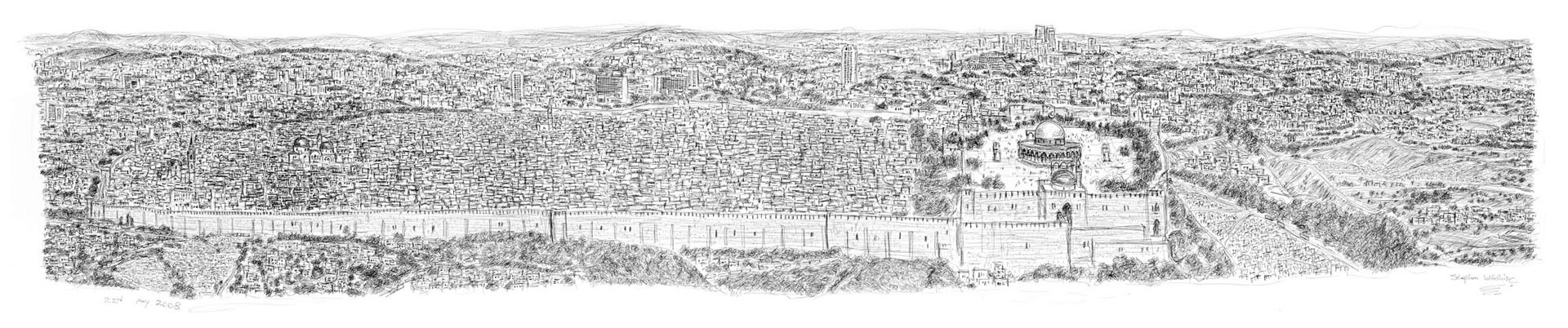 1920x402 Stephen Wiltshire's Jerusalem Panorama Drawing - Jerusalem Drawing