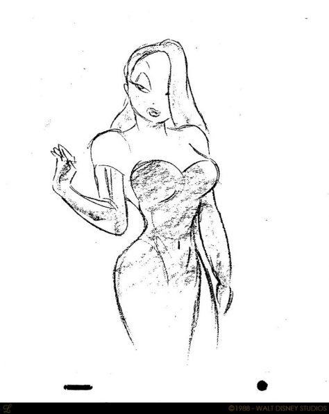 474x596 Who Framed Roger Rabbit Original Concept Art Collection - Jessica Rabbit Drawing